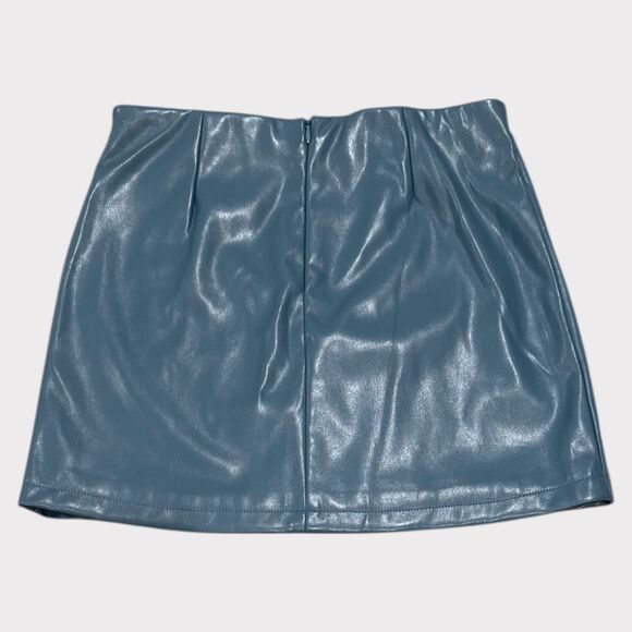 KatieJ NYC Faux Leather Mini Skirt – Blue, Size L (Girls) - Picture 2 of 3